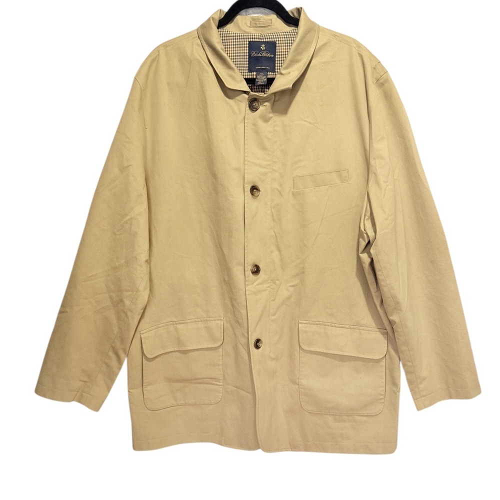 Brooks Brothers Field Jacket Mens XXL Wool Blend Tan Barn Coat Smart Casual